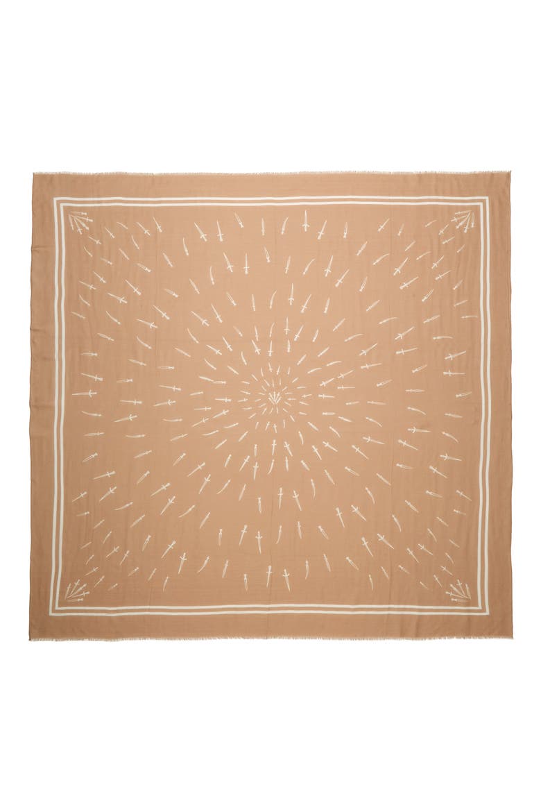 Dagger Print Scarf, Alternate, color, CAMEL