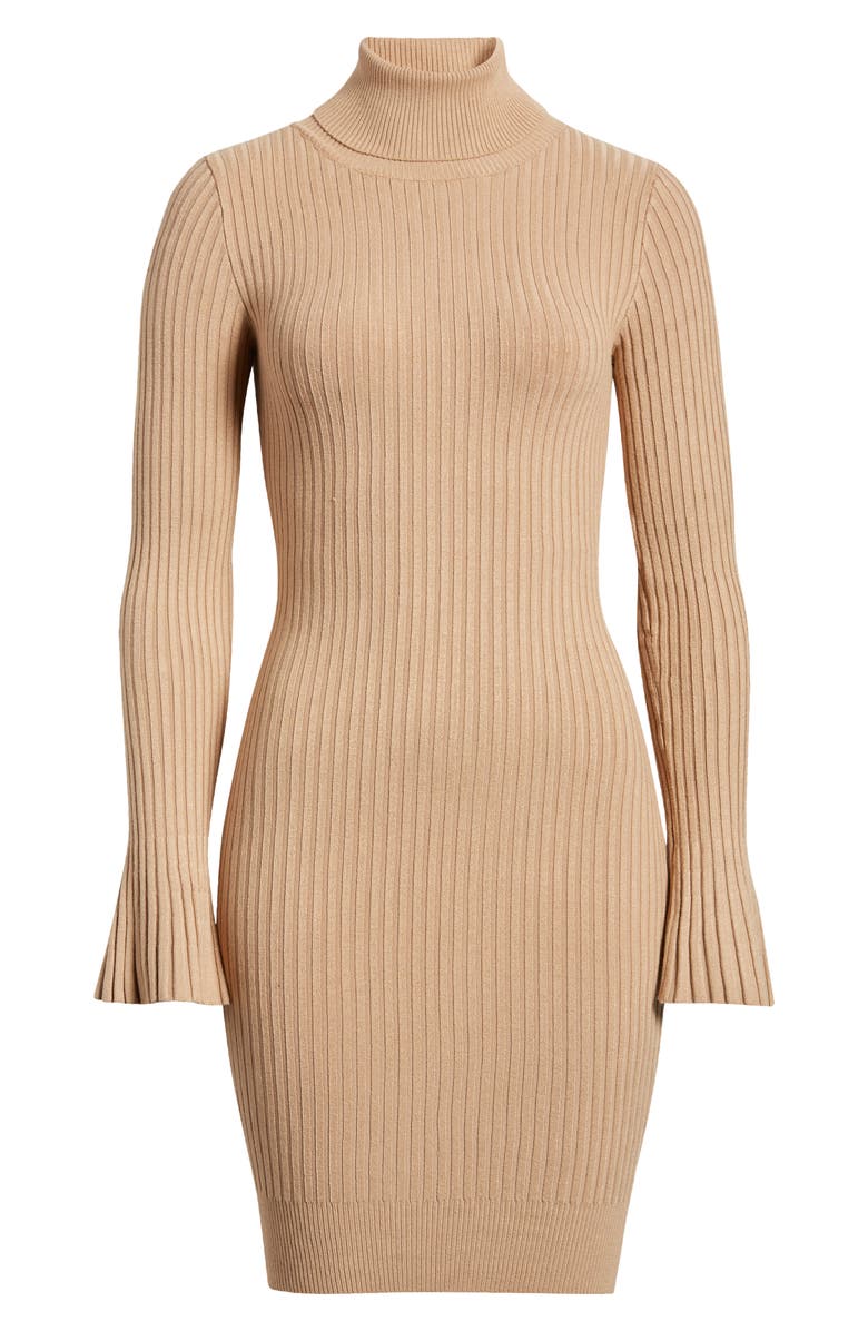 bebe Turtleneck Long Sleeve Sweater Dress, Alternate, color, 
