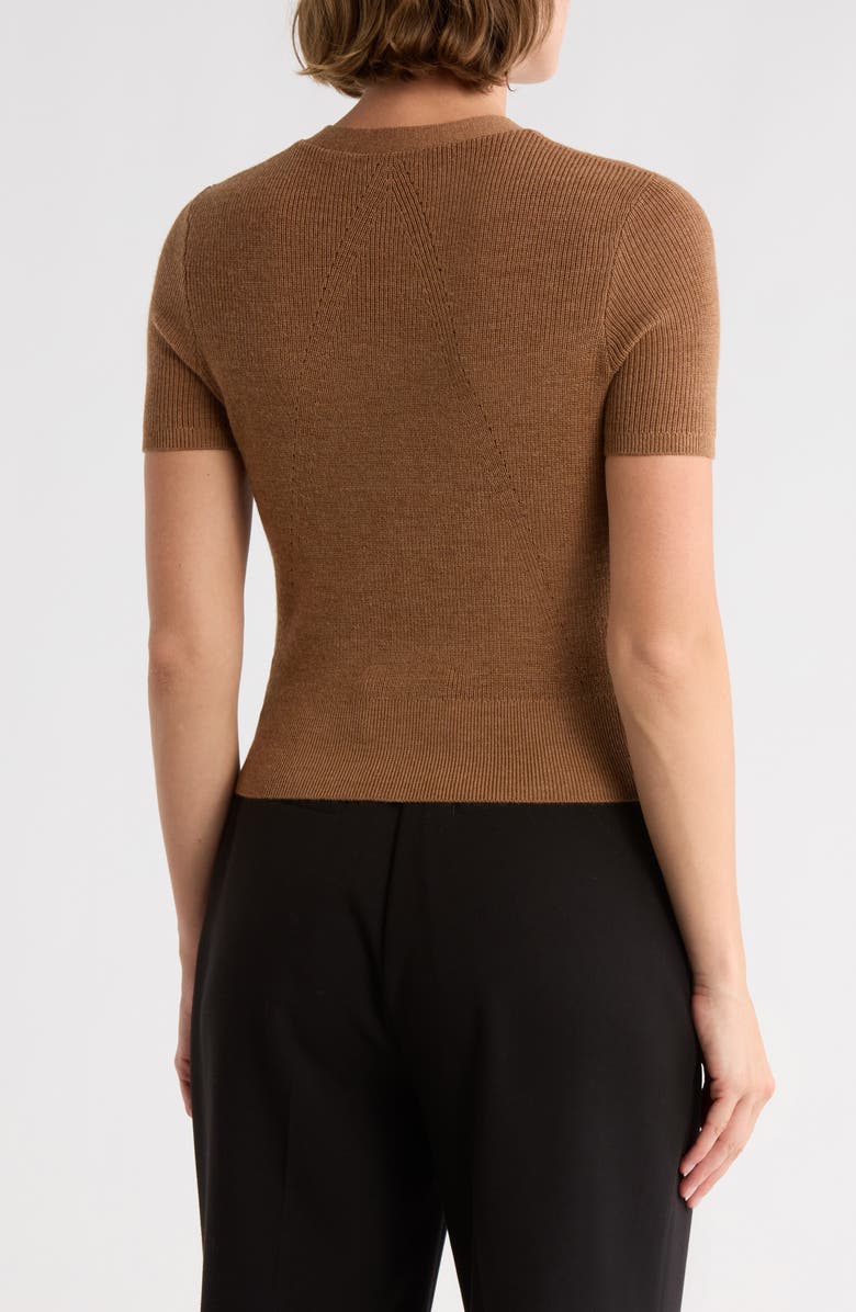 rag & bone Dina Short Sleeve Wool Cardigan, Alternate, color, Camel