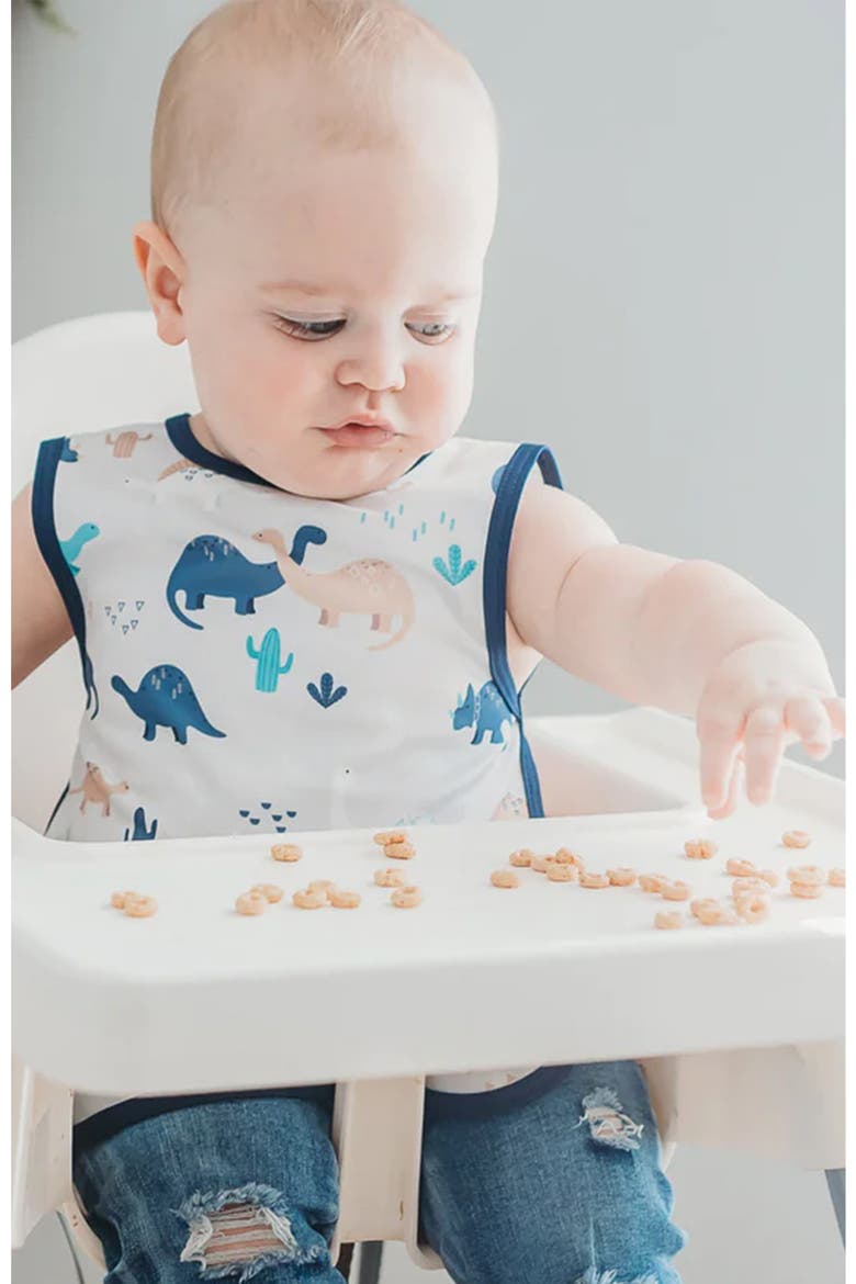x BapronBaby Dinos Apron & Feeding Mat Set, Alternate, color, INDIGO