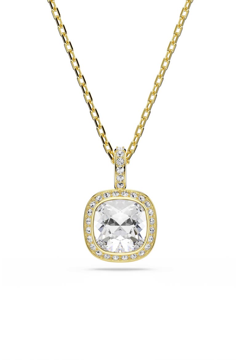 Una Cushion Crystal Pendant Necklace, Main, color, WHITE CRYSTAL