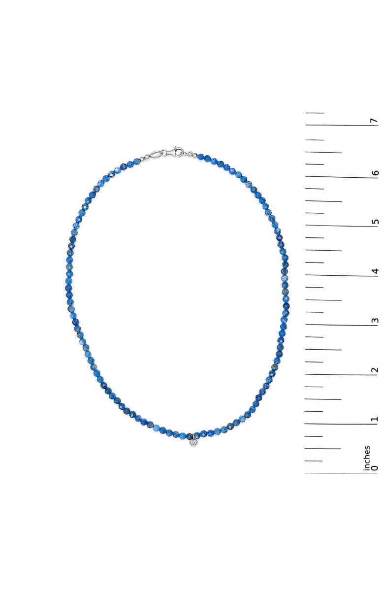 Haus of Brilliance Sterling Silver Diamond Accent Blue Lapis Bead Station Necklace, Alternate, color, Silver