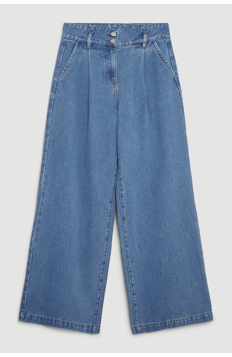 Karen Millen Petite Denim Wide Leg Pants, Alternate, color, Mid Blue