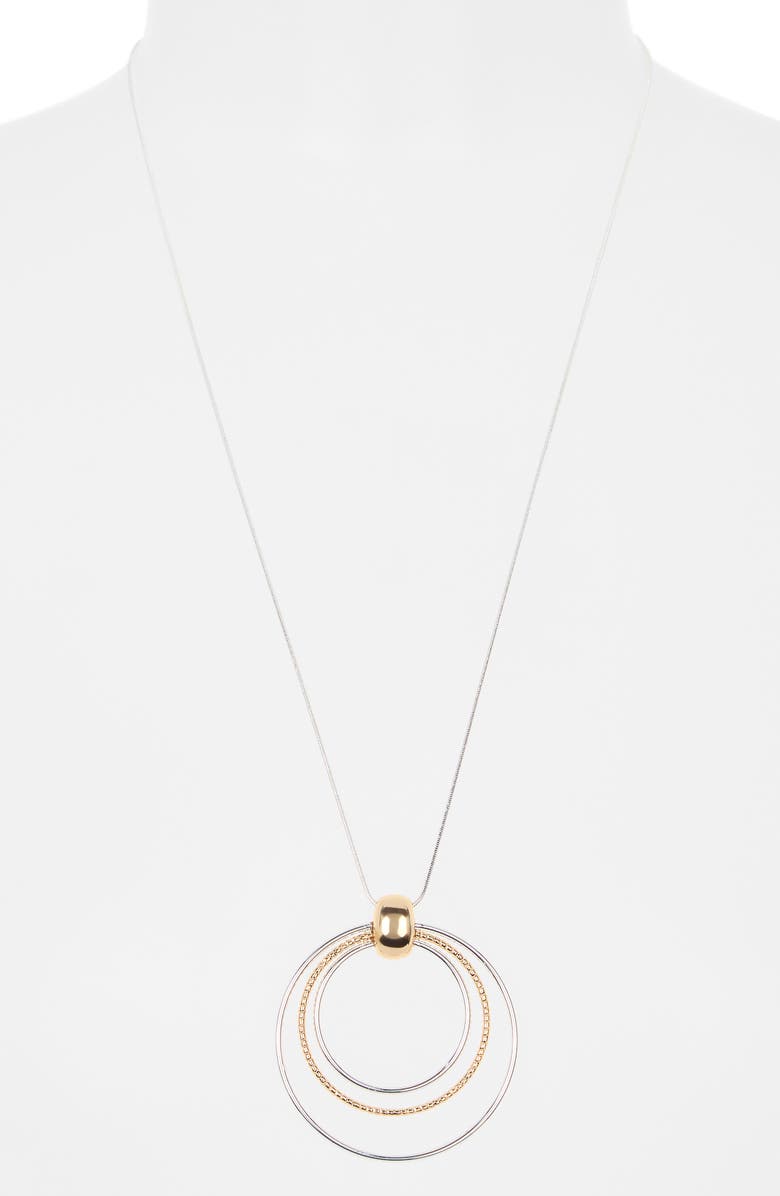 NORDSTROM RACK Circle Pendant Necklace, Alternate, color, Silver- Gold