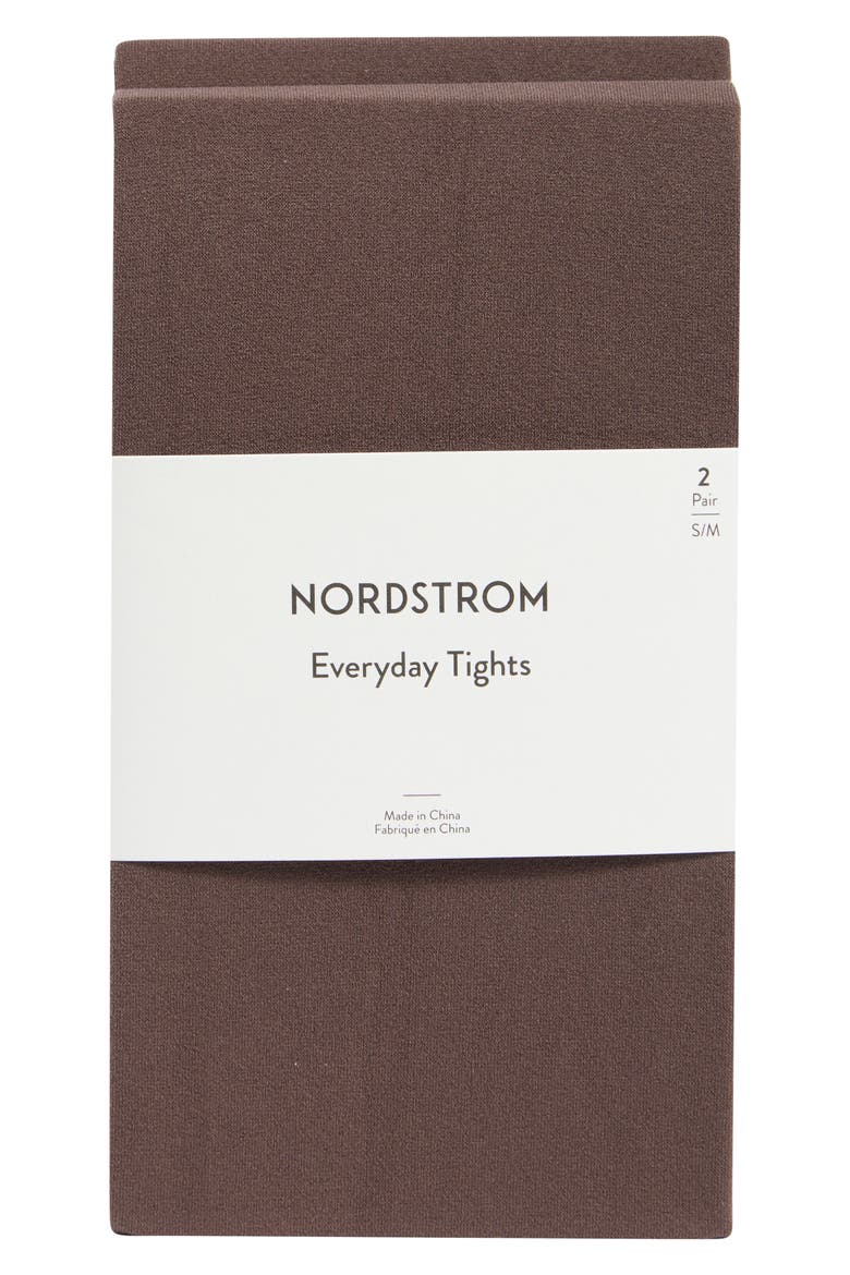 2-Pack Everyday Control Top Opaque Tights, Alternate, color, BROWN SEAL
