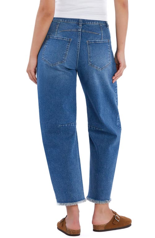 Hint Of Blu Taylor Frayed Crop Barrel Jeans In Perfect Blue
