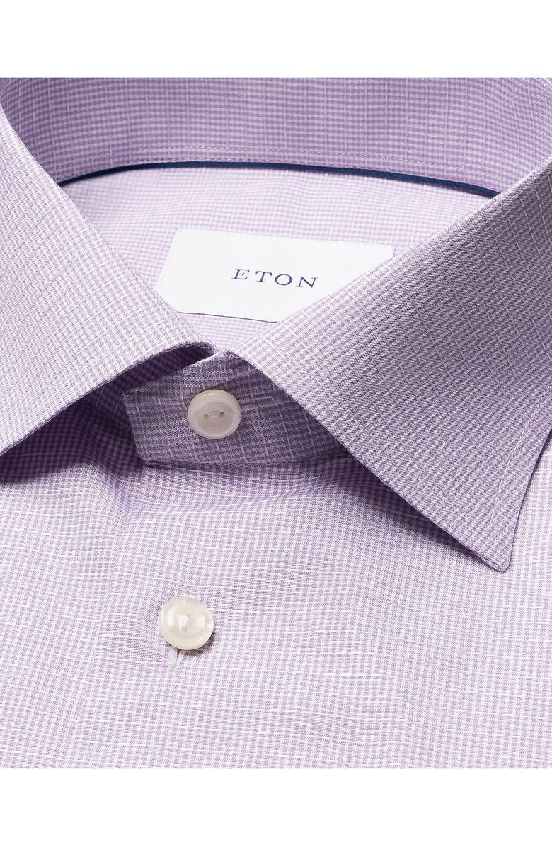 Eton Slim Fit Purple Check Cotton Dobby Dress Shirt, Alternate, color, Light Purple