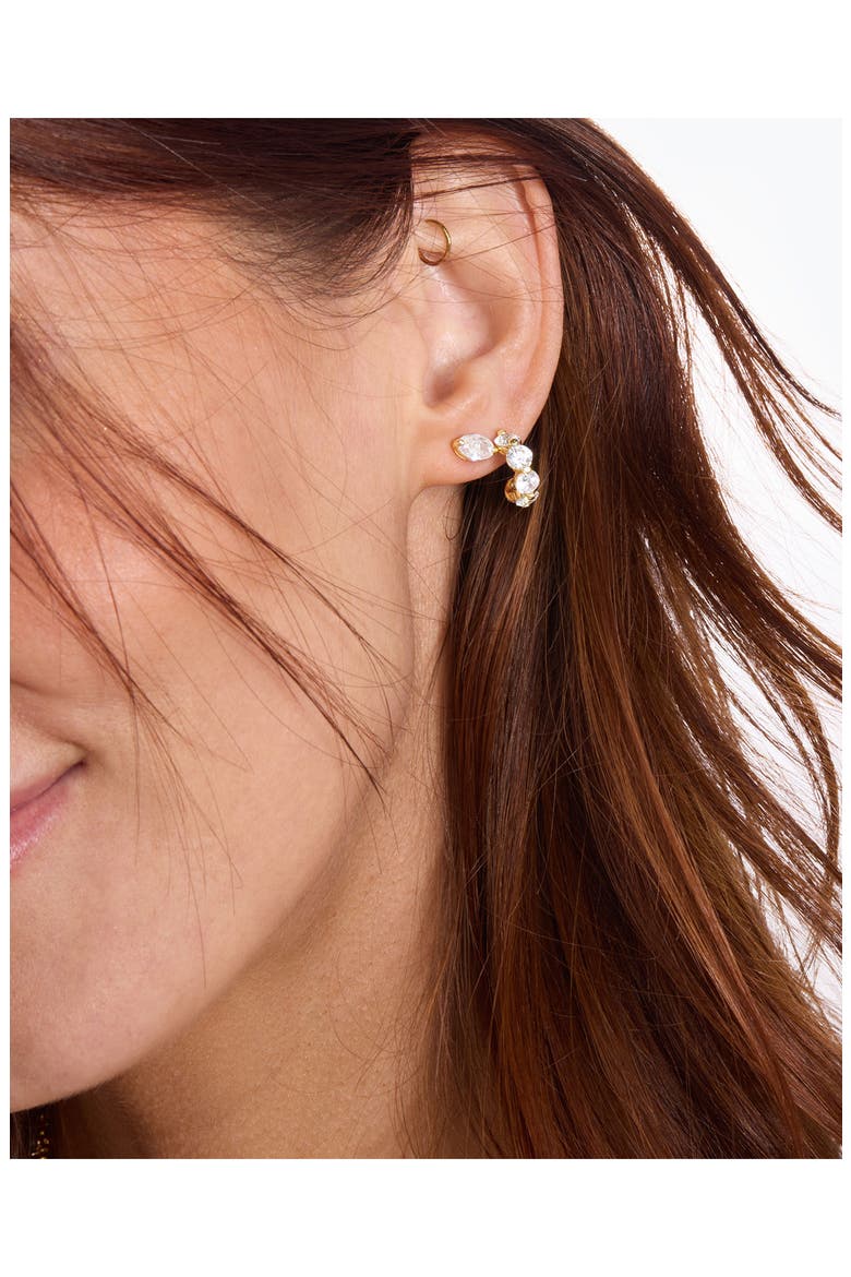 Mama She's an Icon Huggie Hoop Earrings, Alternate, color, GOLD-WHITE