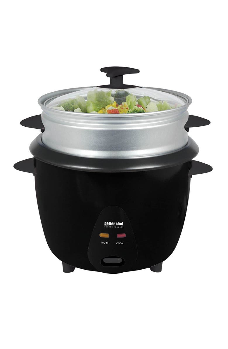Better Chef 5 Cup Rice Cooker with Food Steamer Attachment, Main, color, Black