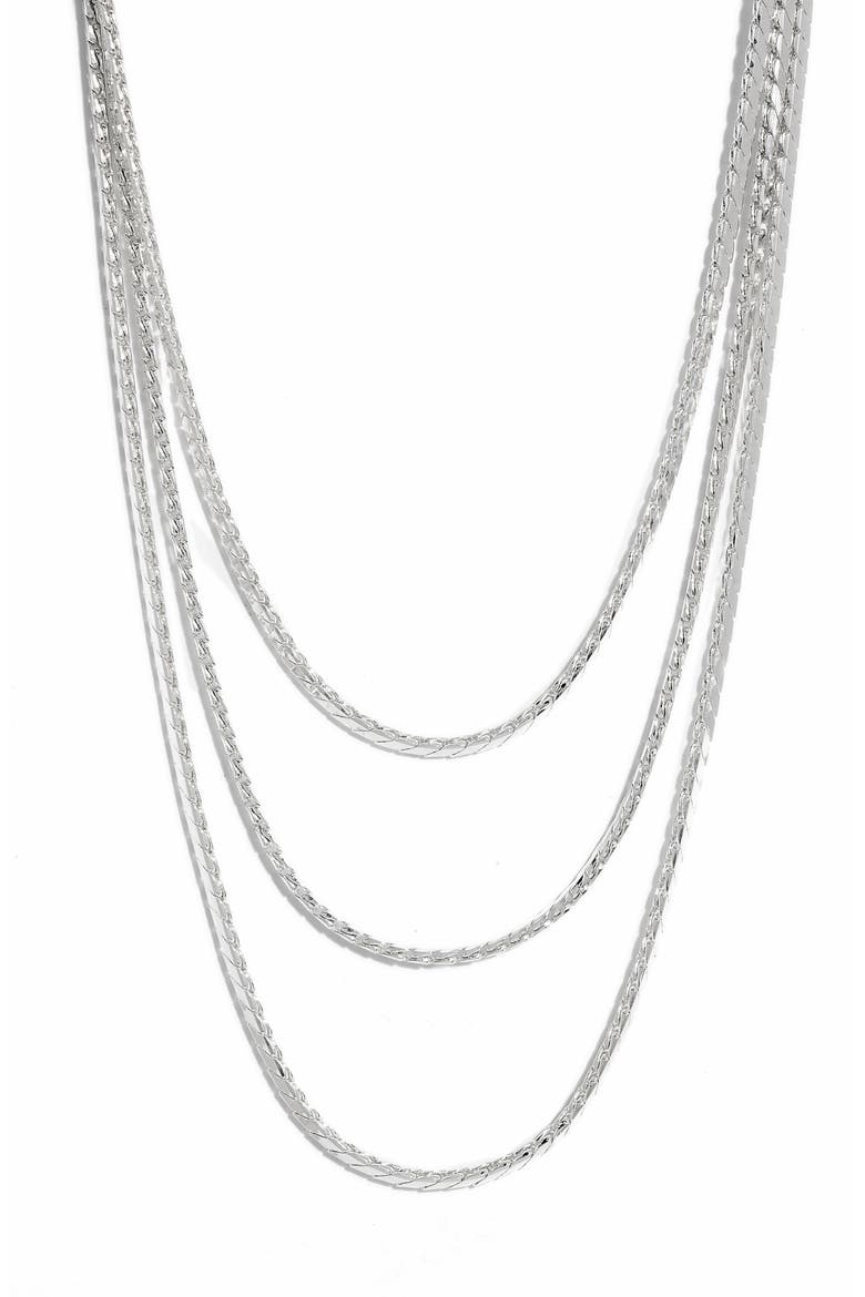 Sarain Triple Strand Necklace, Main, color, SILVER