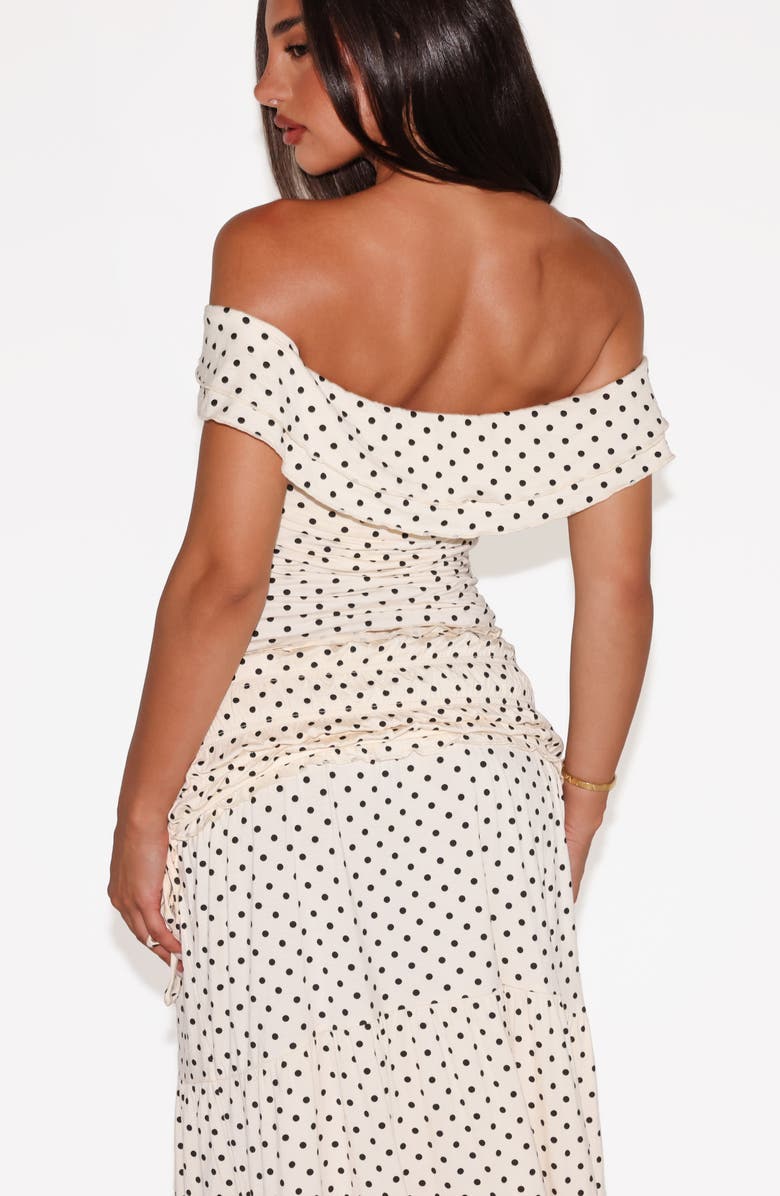 Tiger Mist Denali Off the Shoulder Polka Dot Top, Alternate, color, White Polka Dot