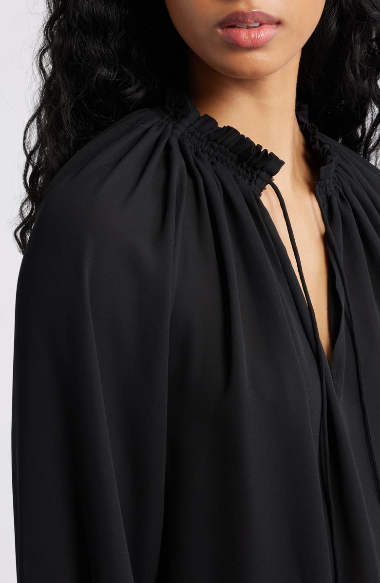 Madewell Long-Sleeve Tie-Neck Top, Alternate, color, Jet Black