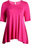 24seven Comfort Apparel Swing Asymmetric Hem Tunic Top