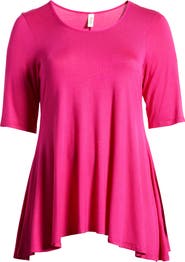 24seven Comfort Apparel Swing Asymmetric Hem Tunic Top