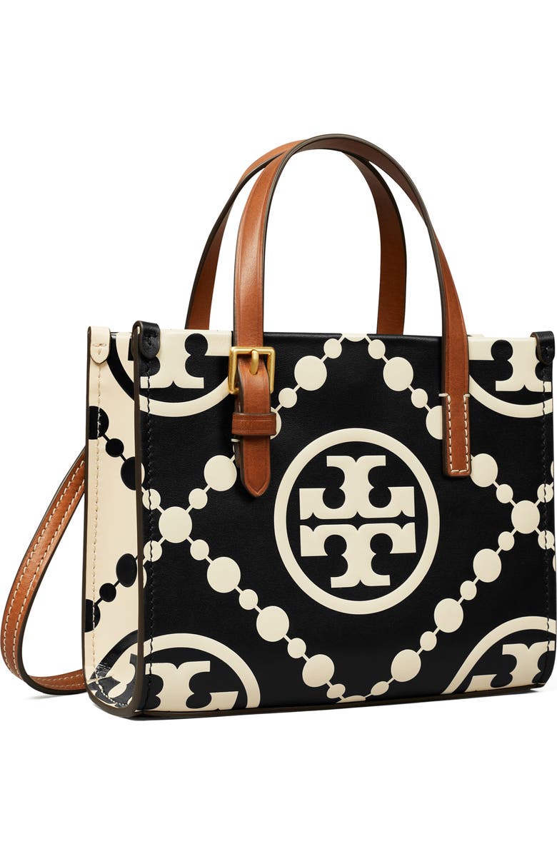 Tory Burch Mini T Monogram Contrast Leather Tote, Alternate, color,