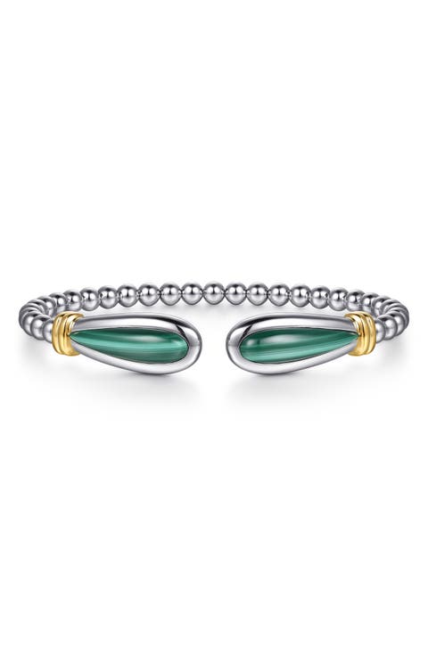Bujukan 14k Gold & Sterling Silver Malachite Cuff Bracelet