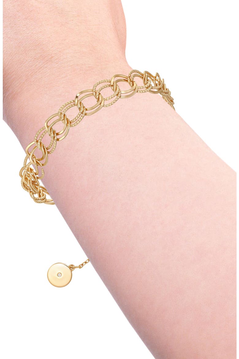 Double Link Bracelet & Cubic Zirconia Stud Earrings Gift Set, Alternate, color, GOLD