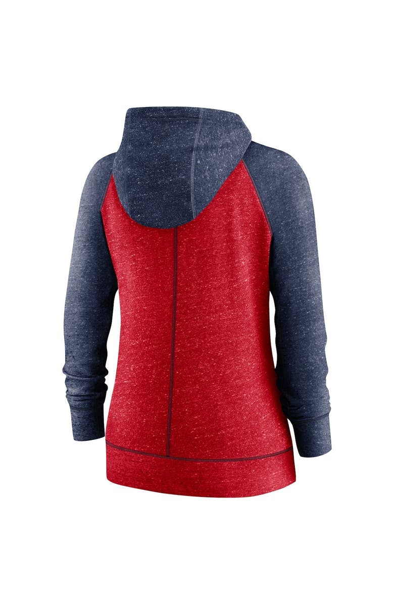 Nike Women's Nike Heather Red/Heather Navy St. Louis Cardinals Split Wordmark Gym Vintage Raglan Lightweight Full-Zip Hoodie, Alternate, color, Red