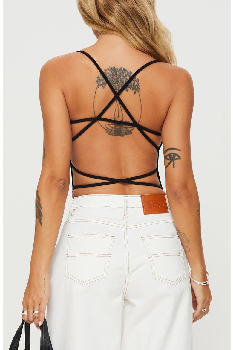All Tied Up Bodysuit, Alternate, color, BLACK