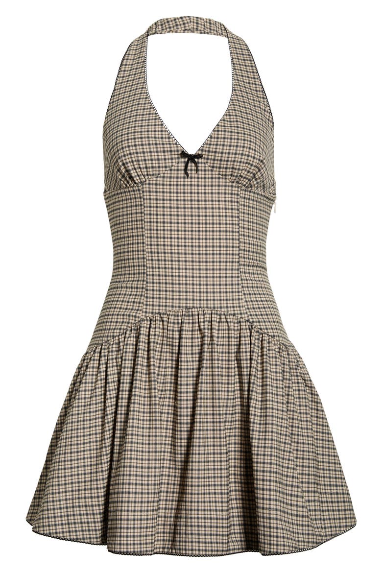 Ollie Sleeveless Halter Minidress, Alternate, color, BEIGE/CHARCOAL