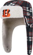 New Era Black Cincinnati Bengals Sideline Plaid Sherpa Trapper Hat