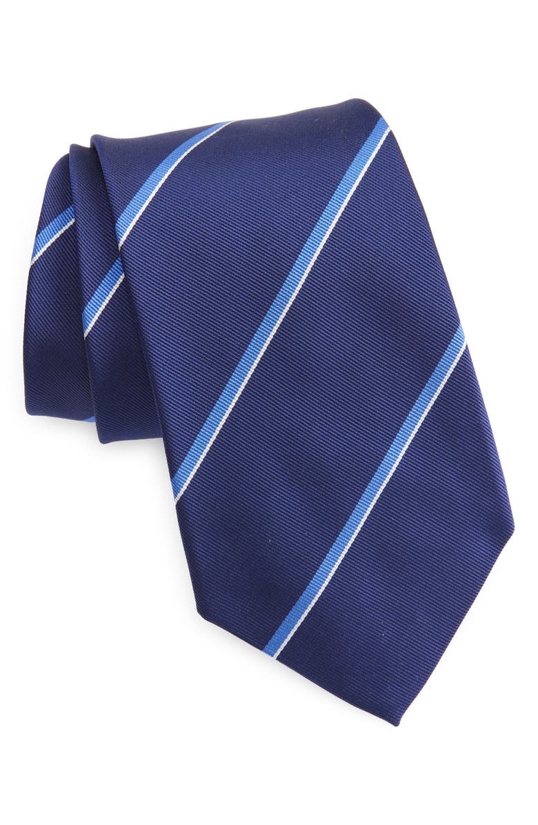 Ralph Lauren Purple Label Super Repp Stripe Silk Tie, Main, color, Navy/ Blue