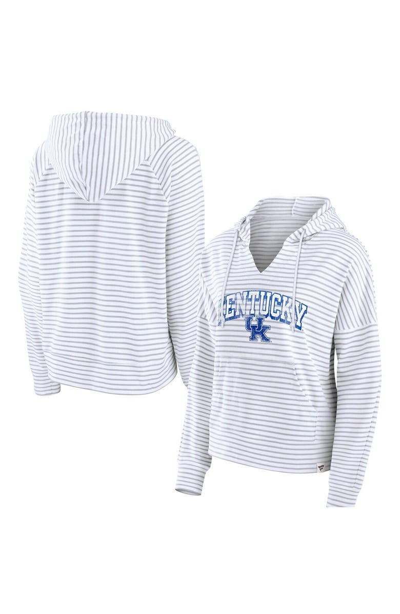 FANATICS Women's Fanatics Branded  White Kentucky Wildcats Striped Notch Neck Pullover Hoodie, Main, color, 