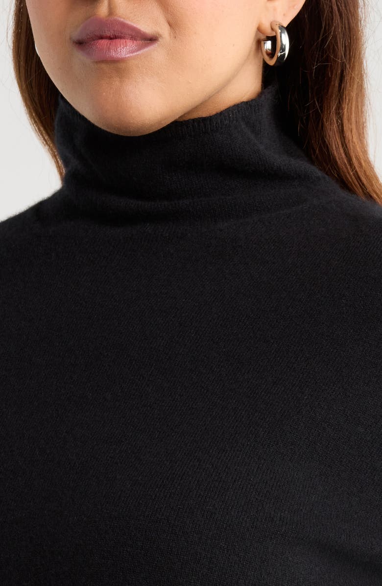 Nordstrom Oversize Cashmere Turtleneck Sweater, Alternate, color, Black Rock