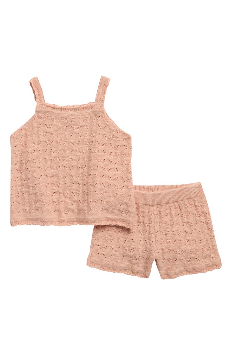 QUINCY MAE Kids' Pointelle Tank & Shorts Set, Main, color, Melon