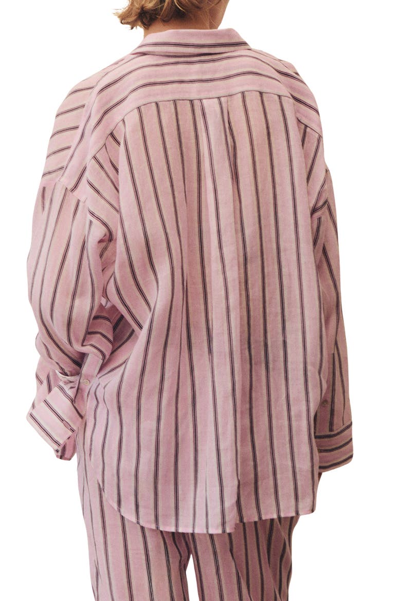 Stripe Button-Up Shirt, Alternate, color, LIGHT PINK