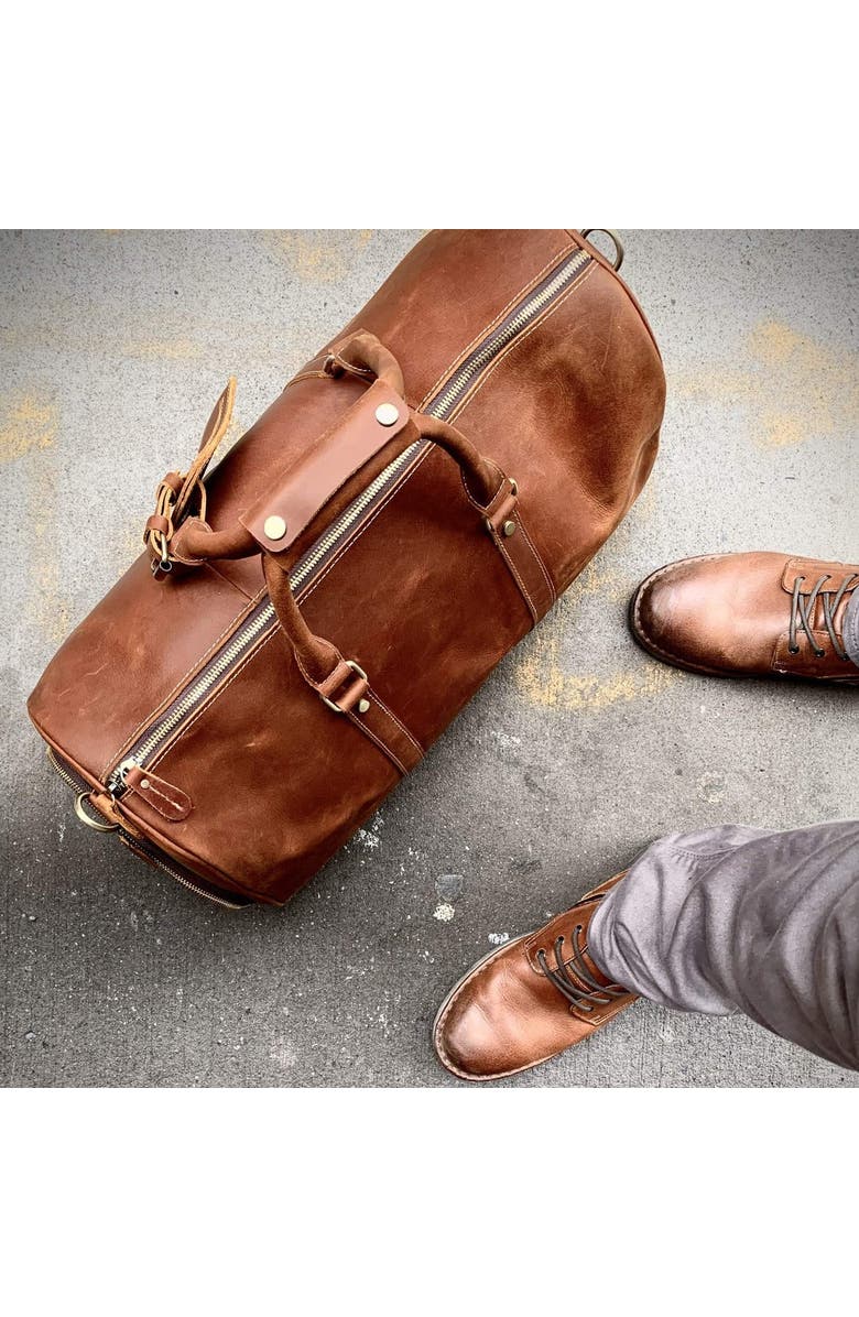 STEEL HORSE LEATHER The Dagny Weekender | Large Leather Duffle Bag, Alternate, color, Dark Brown