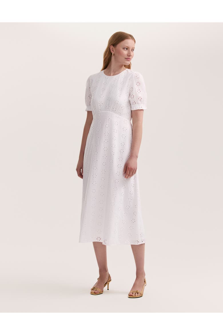 Mela Cotton Midi Tea Dress, Main, color, White