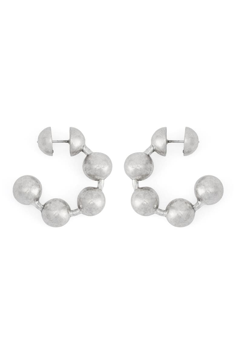 Ballchain Hoop Earrings, Alternate, color, WARM SILVER