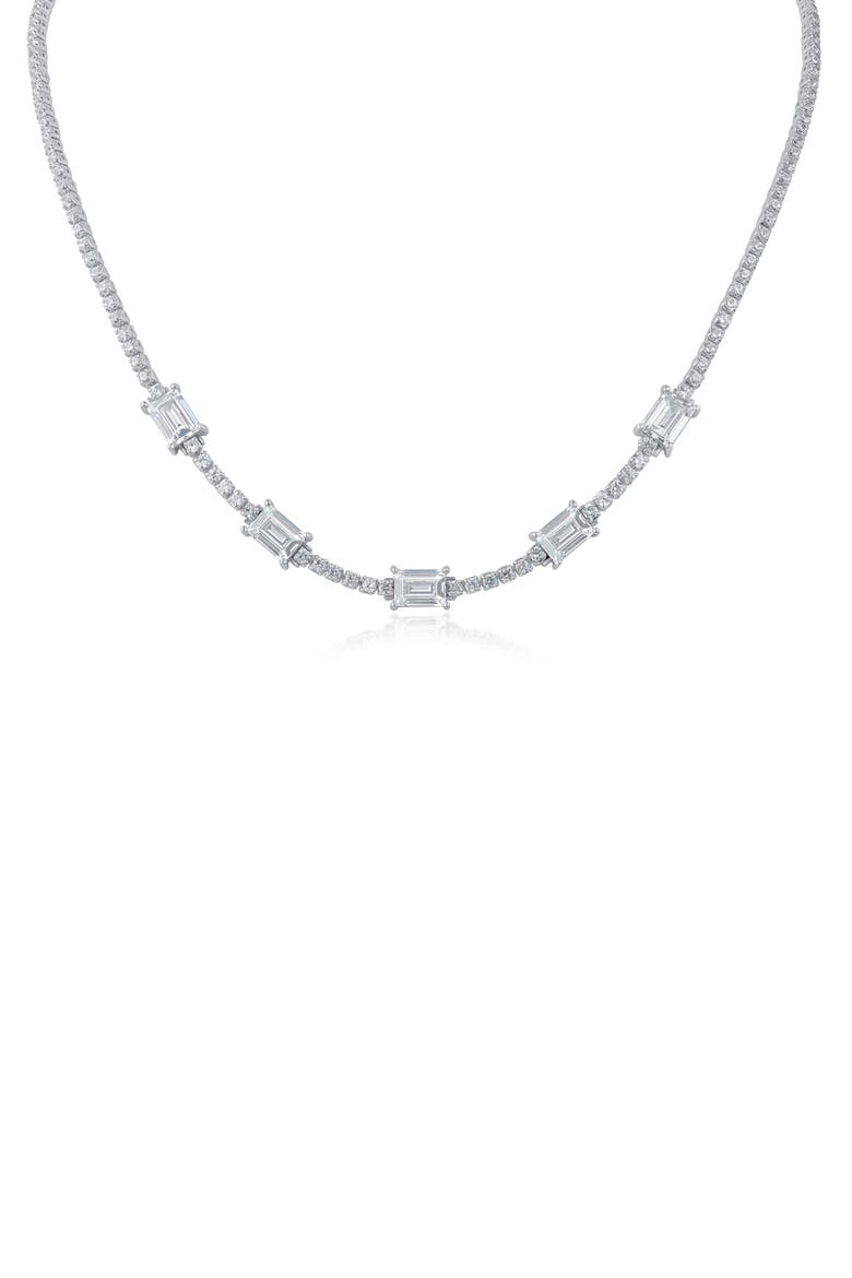 Cubic Zirconia Tennis Necklace, Main, color, CLEAR/ SILVER