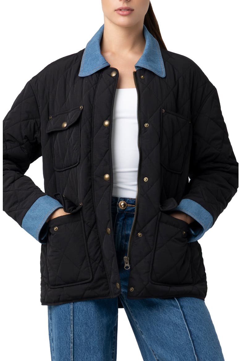 Quilted Denim Trim Barn Jacket, Alternate, color, BARN CHARM