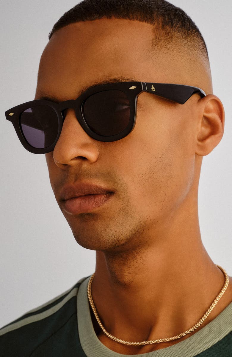 AIRE Aperture 45mm Round Sunglasses, Alternate, color, Black / Smoke Mono