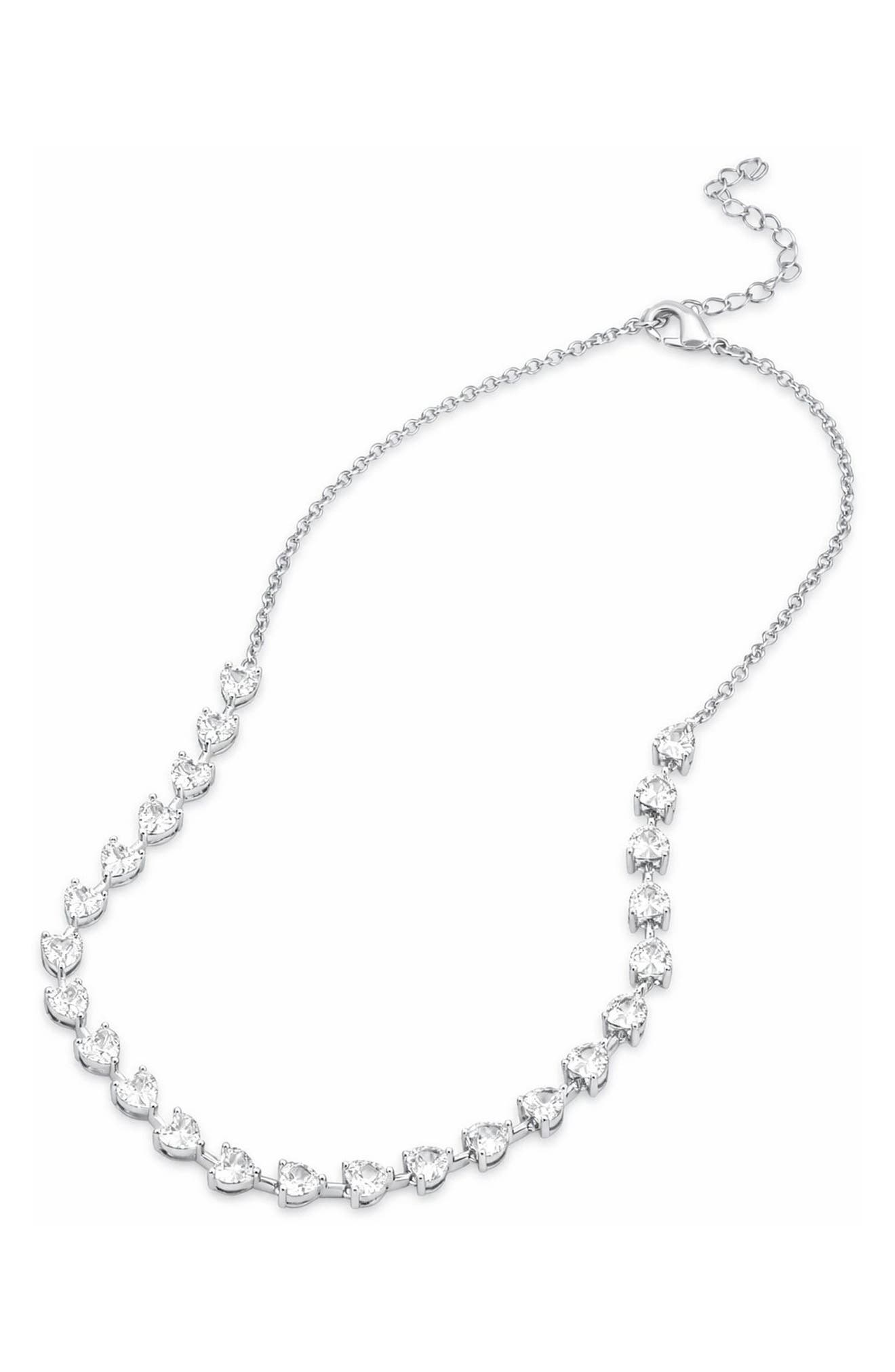 SAVVY CIE JEWELS Cubic Zirconia Heart Tennis Necklace