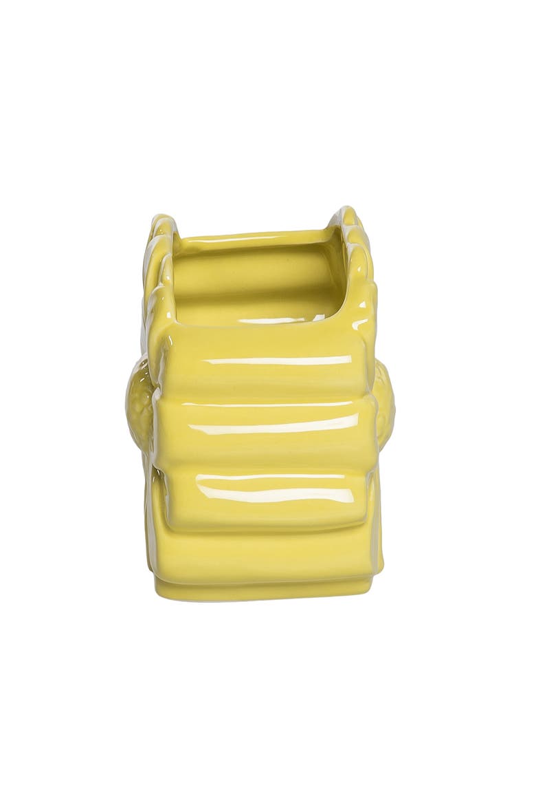 Dolomite Daisy Holder Storage Jar Yellow for Spring Tabletop Decor, Alternate, color, Yellow