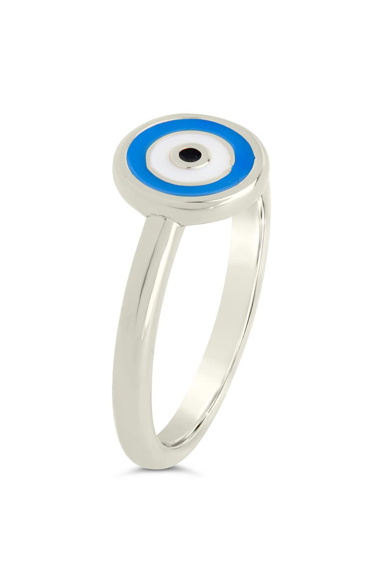 Sterling Forever Sibyl Enamel Evil Eye Ring, Alternate, color, Silver