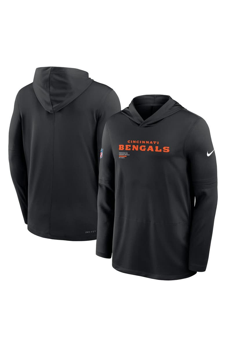 Nike Men's Nike Black Cincinnati Bengals Big & Tall Sideline Performance Long Sleeve Hoodie T-Shirt, Alternate, color, Black
