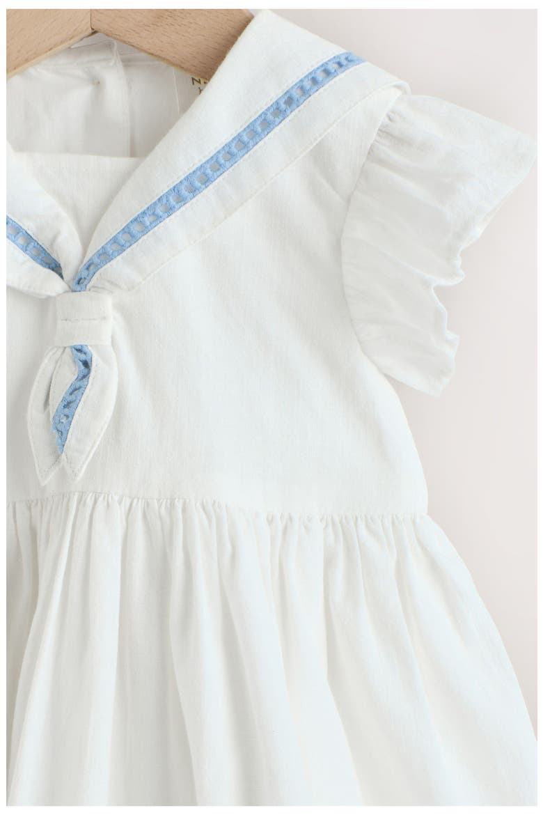 Sailor Collar Flutter Sleeve Dress, Alternate, color, WHITE