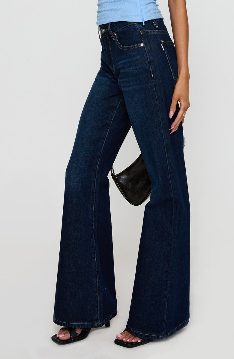 Princess Polly Rearview Low Rise Flare Leg Jeans, Alternate, color, Dark Blue