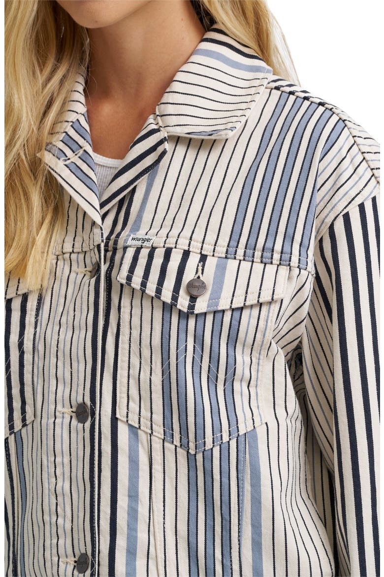 Stripe Denim Trucker Jacket, Alternate, color, MULTI BLUE STRIPE