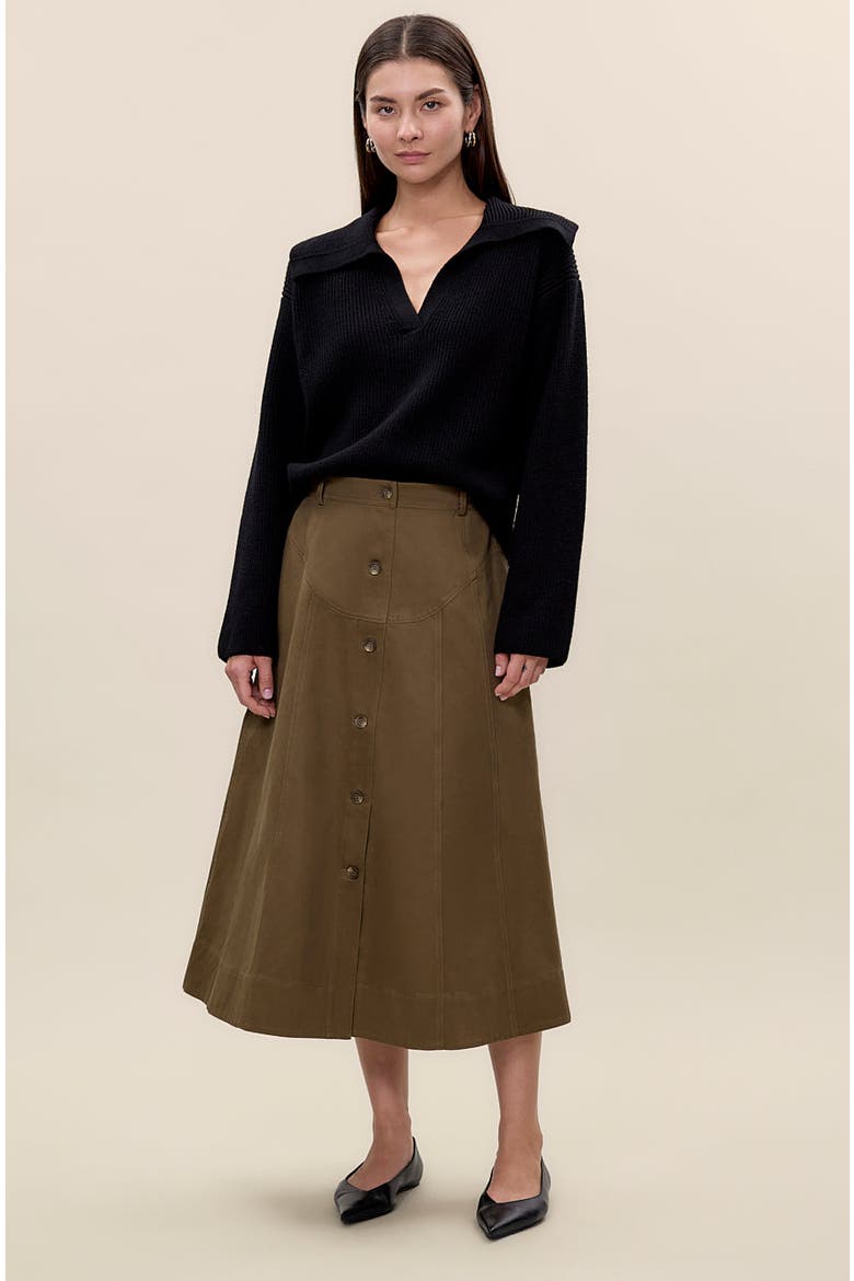 Aria Twill Skirt, Main, color, Olive