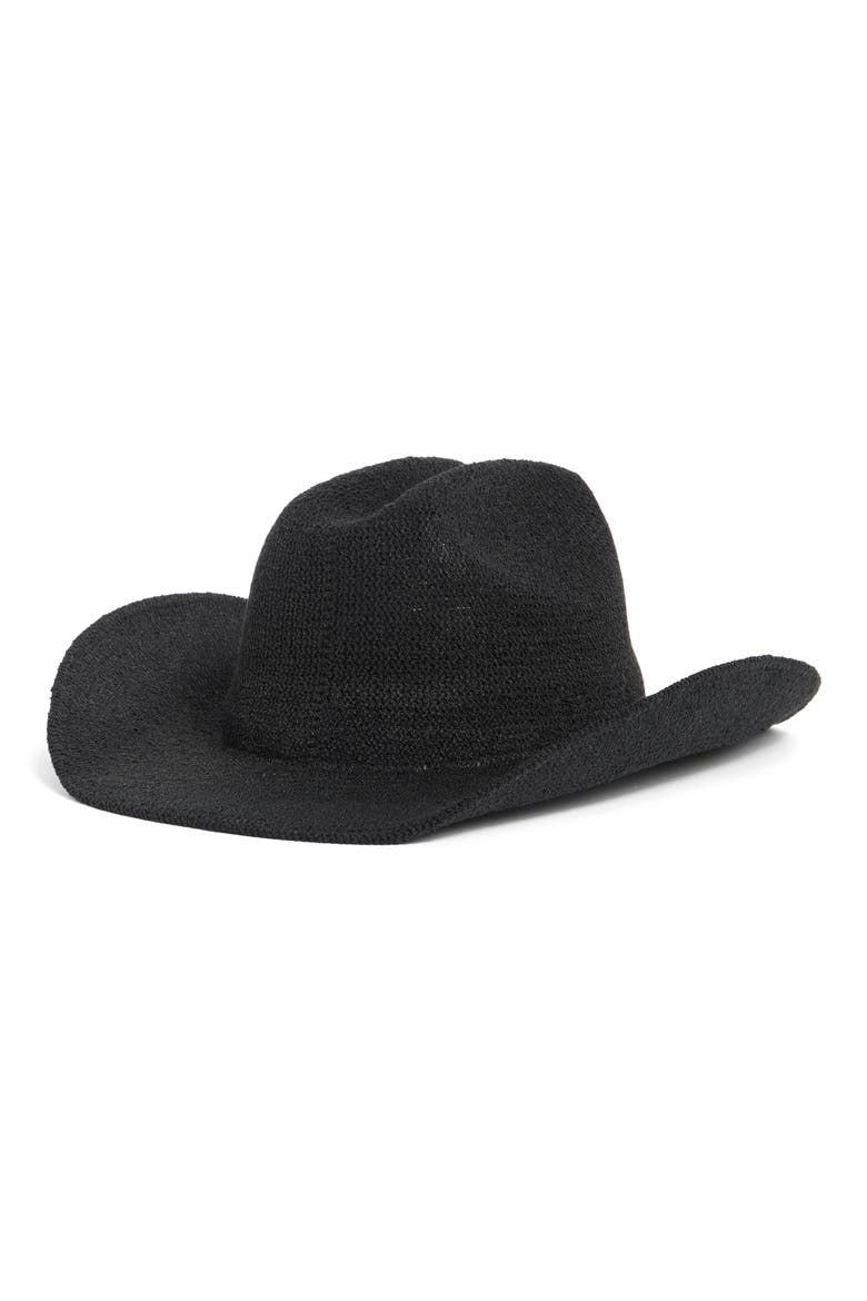Knit Cowboy Hat, Alternate, color, BLACK