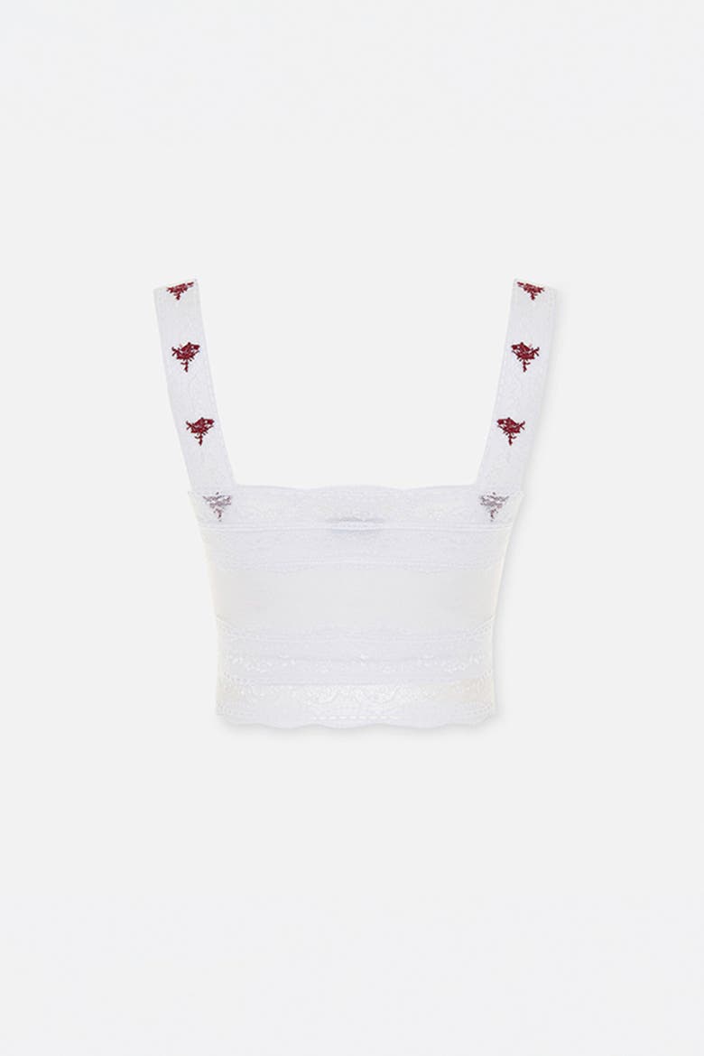 The Broderie Anglaise Edit Lace Panel Bra, Alternate, color, white