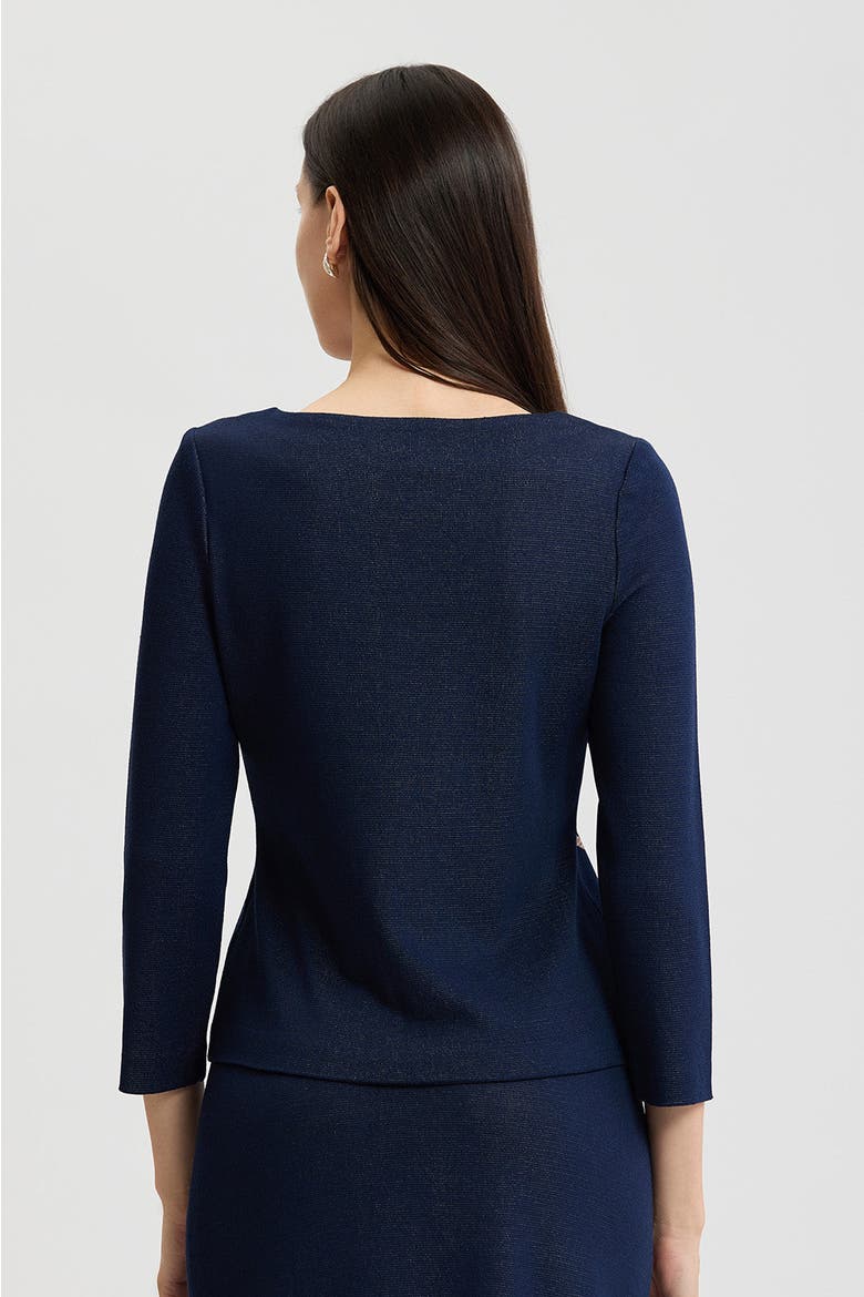 Floral Jacquard Soft Knit Top, Alternate, color, Indigo/Ivory/Warm Taupe