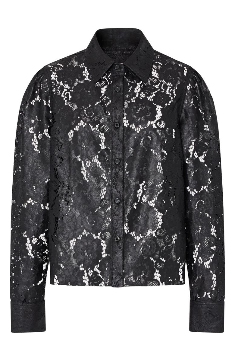 Milly Arlo Textured Lace Button-Up Shirt, Alternate, color, Black