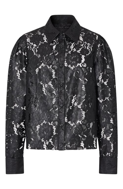 Milly Arlo Textured Lace Button-up Shirt In Black