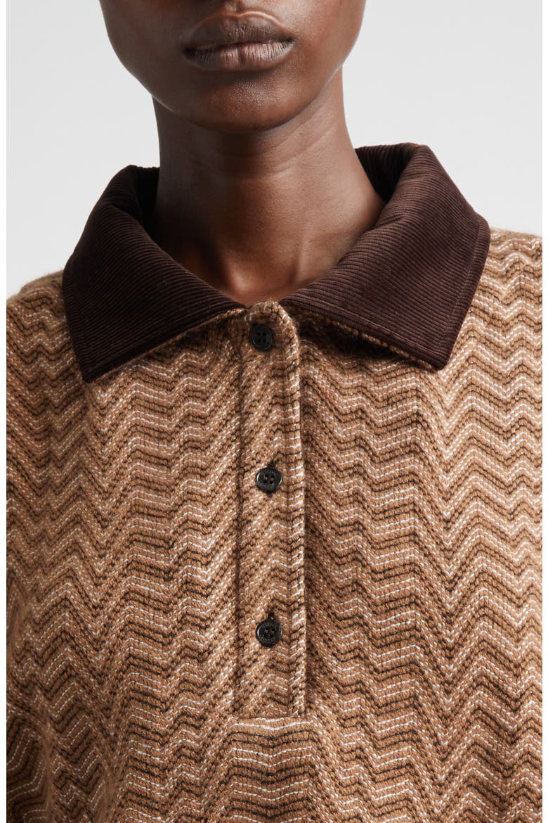 Zigzag Stripe Polo Sweater, Alternate, color, S01J5 CAMEL TONES